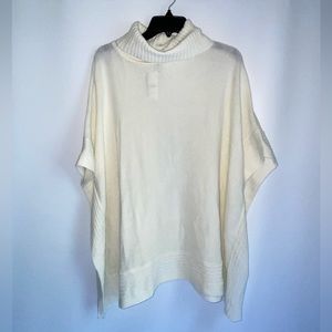 New York & company sweater knit shawl poncho off white ivory NWT turtle …